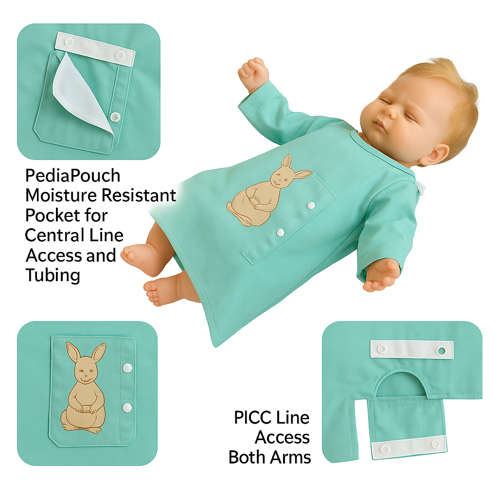 PediaPouch™ Gown – Adaptive Hospital Gown for Central Lines & PICC Access Newborn to 9 Months