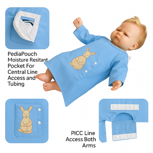 PediaPouch™ Gown – Adaptive Hospital Gown for Central Lines & PICC Access Newborn to 9 Months