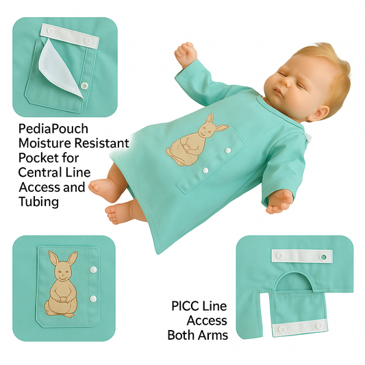 PediaPouch™ Gown – Adaptive Hospital Gown for Central Lines & PICC Access Newborn to 9 Months