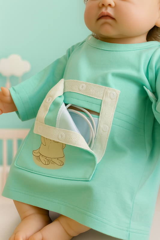 PediaPouch™ – Adaptive Hospital Gown for G/J-Tubes with PICC Access Newborn to 9 Months